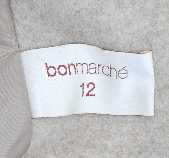 Bonmarché Women’s Beige Wool Blend Mid-Length Coat Size 12