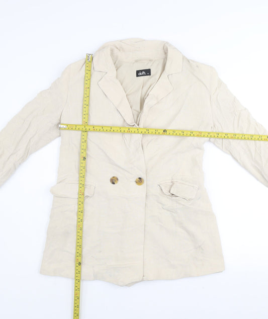 Dotti Womens Beige Linen Blend Blazer Jacket Size 10