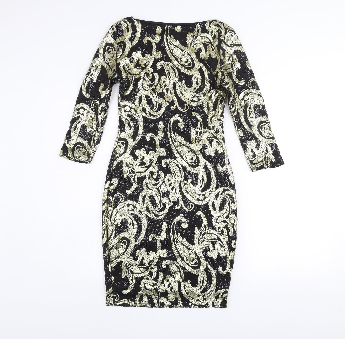 Topshop Women’s Black Sequin Bodycon Dress UK 10 Party Cocktail