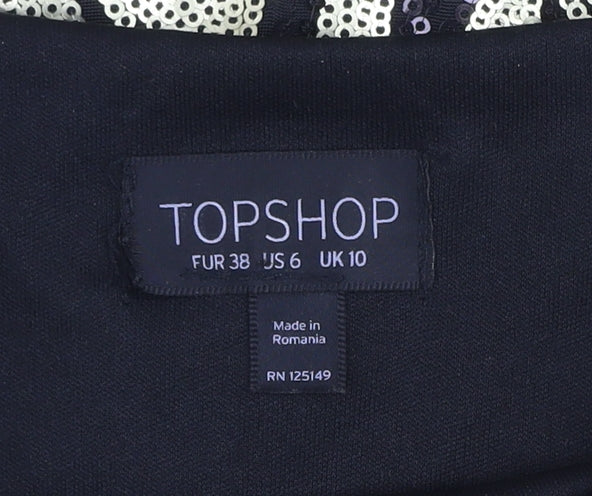 Topshop Women’s Black Sequin Bodycon Dress UK 10 Party Cocktail