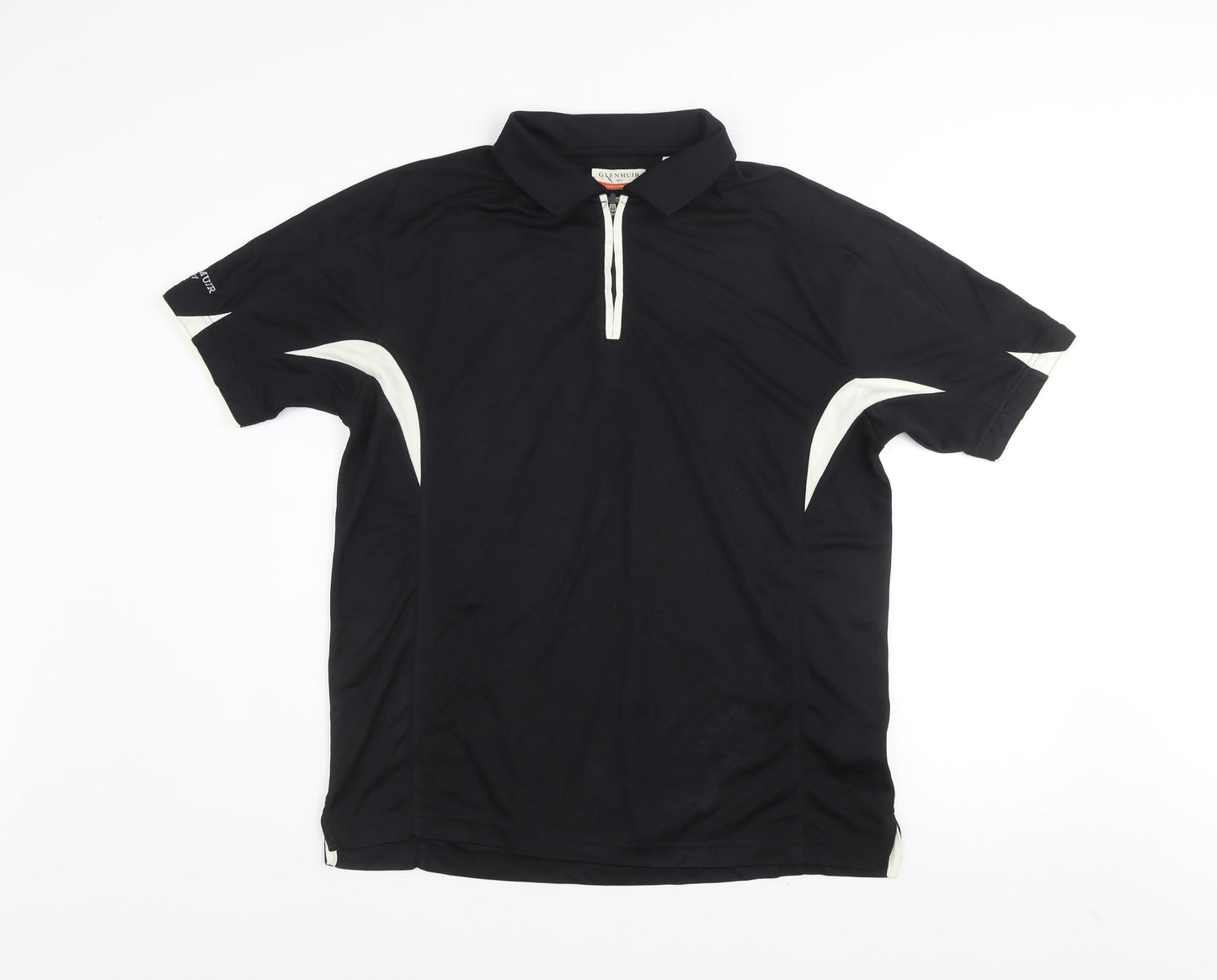 Glenmuir Men’s Black Golf Polo Shirt M Moisture Wicking Short Sleeve
