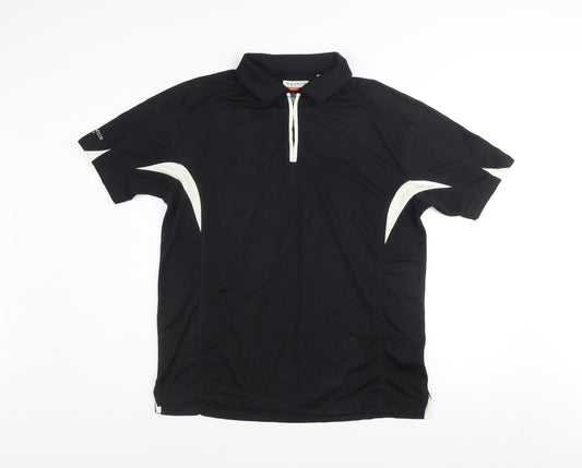Glenmuir Men’s Black Golf Polo Shirt M Moisture Wicking Short Sleeve