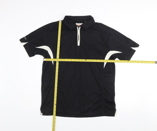 Glenmuir Men’s Black Golf Polo Shirt M Moisture Wicking Short Sleeve
