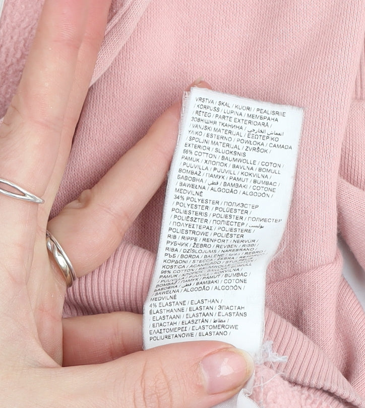 Puma Women Pink Pullover Hoodie Small Cotton Blend Logo Print