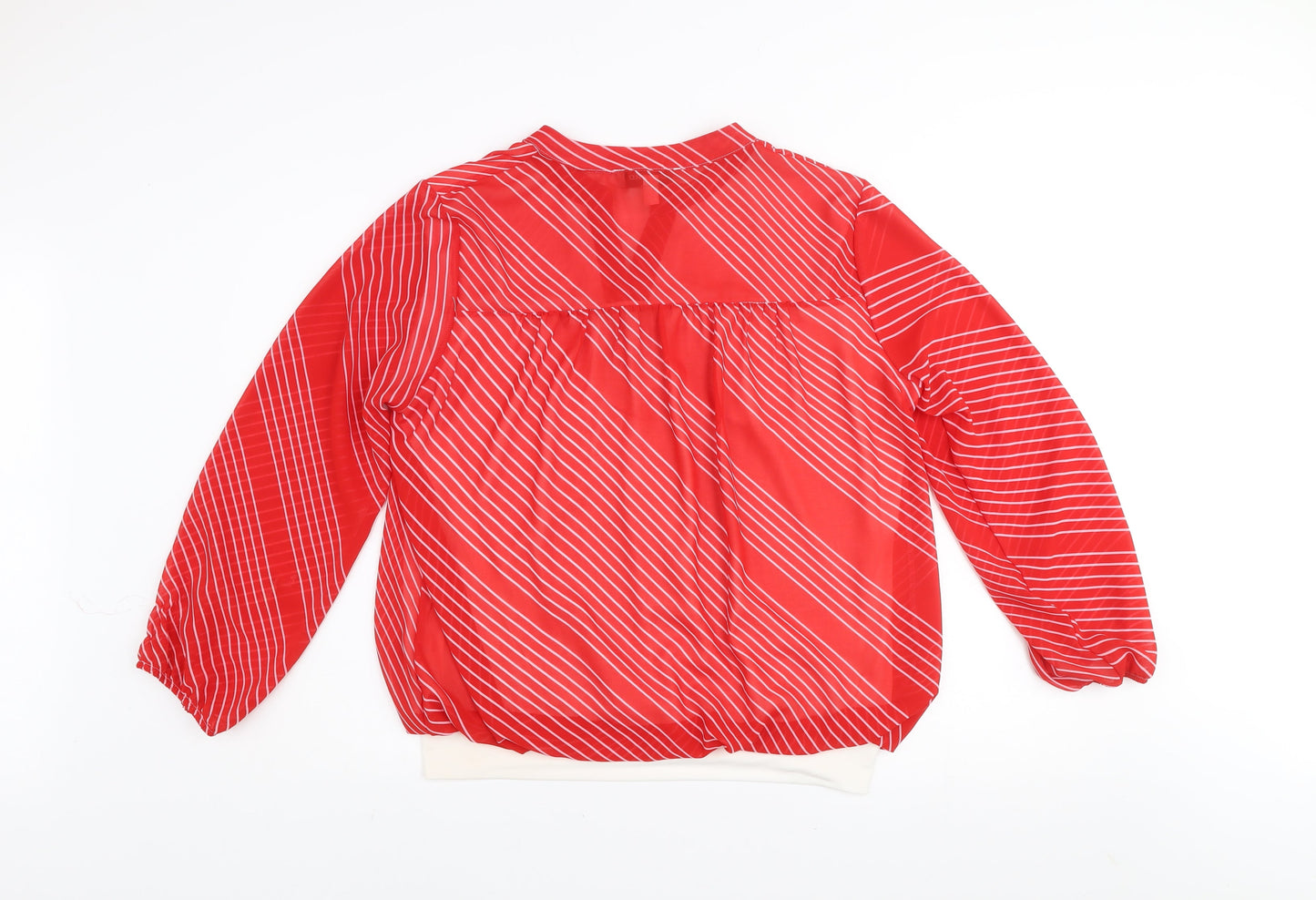 Gerard Womens Red Striped Tunic Blouse Size 14 Long Sleeve