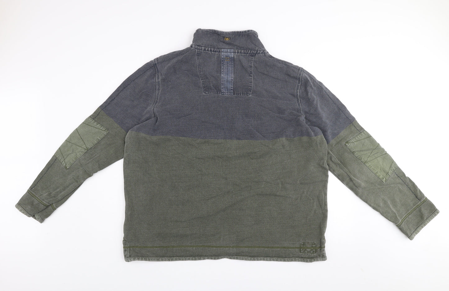 Fat Face Men's Green High Neck 1/4 Zip Cotton Sweatshirt L