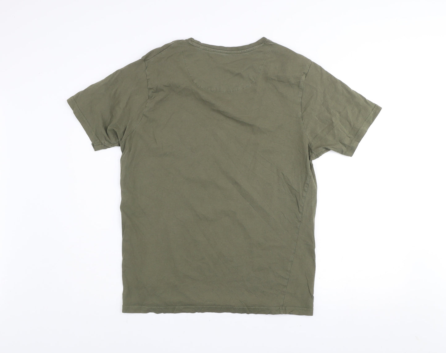 Bench Men's Green Cotton Regular Fit Short Sleeve Crew Neck T-Shirt L