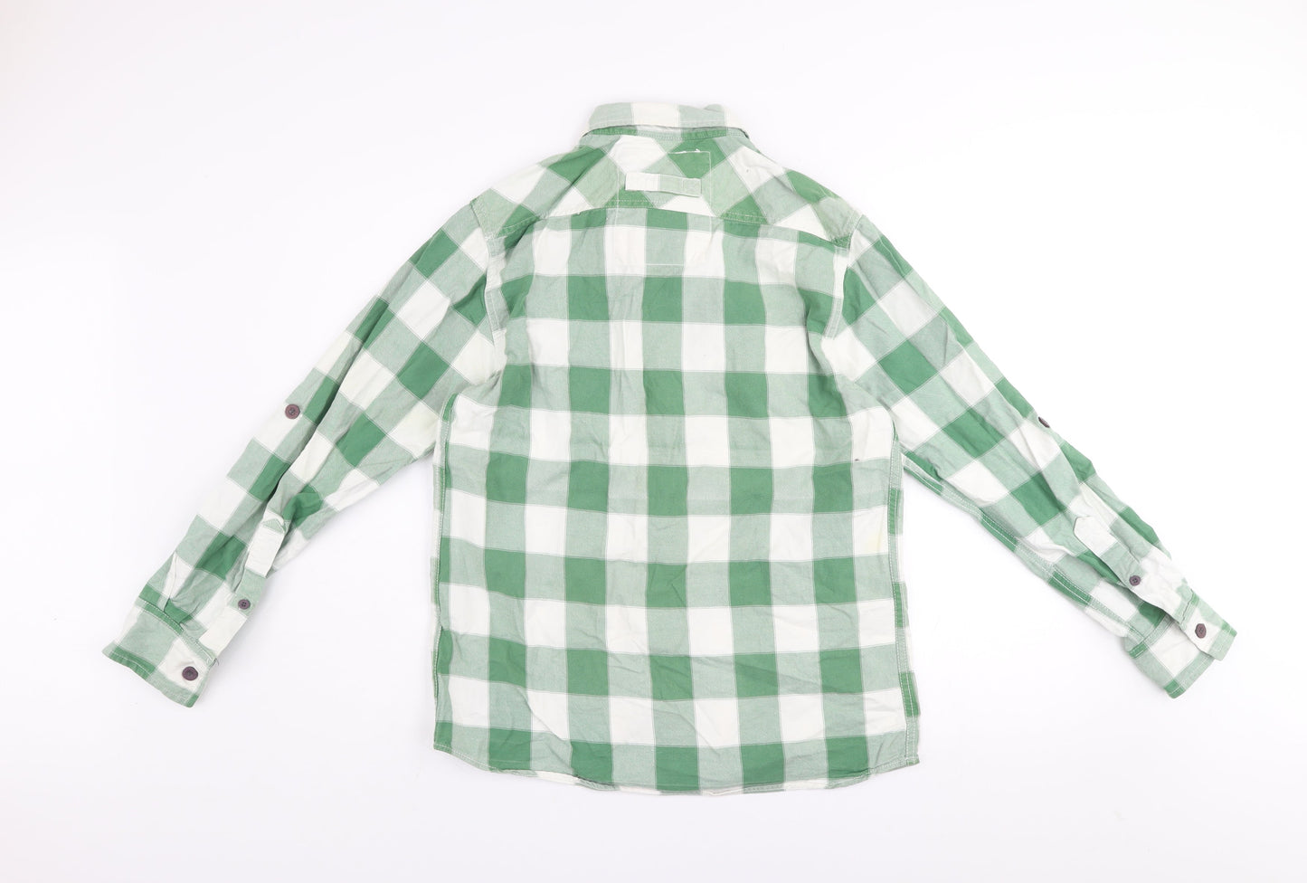 Tokyo Laundry Men's Green Checked Long Sleeve Cotton Shirt Size L