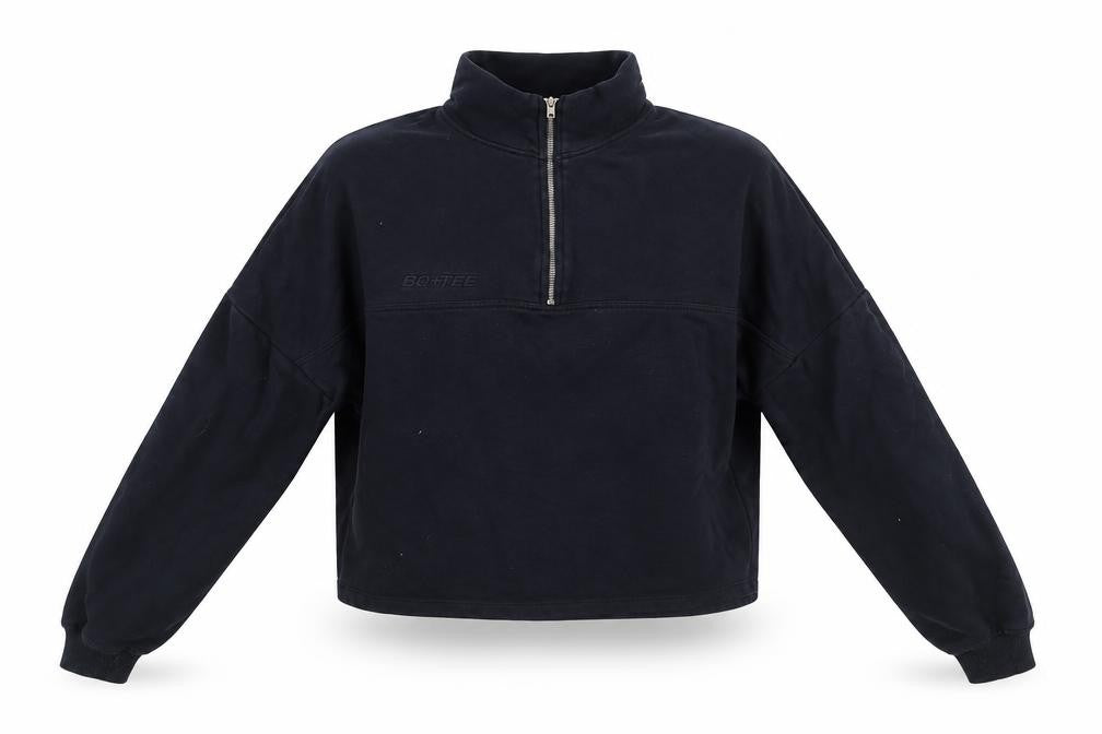 Bo+Tee Women's Black 1/2 Zip Pullover Sweatshirt Size M Cotton Blend