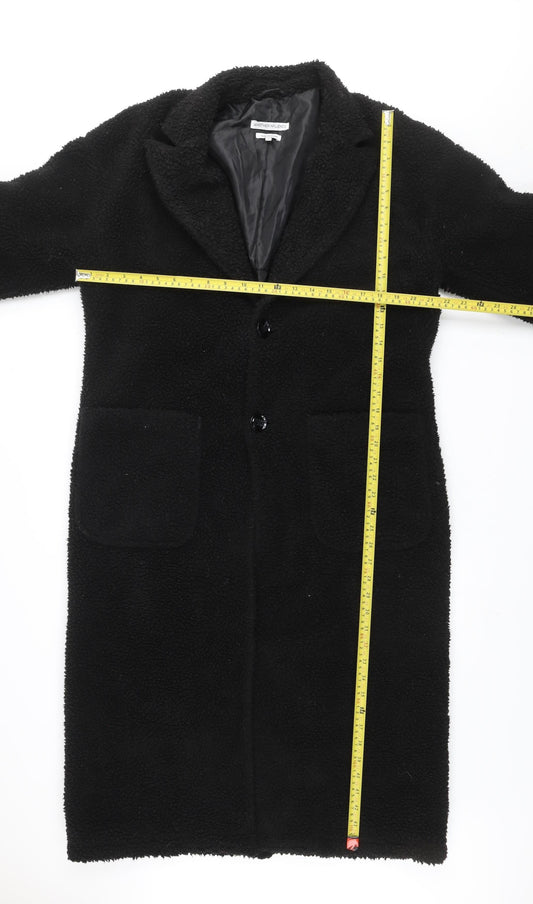 Another Influence Women's Black Long Fleece Overcoat Size M