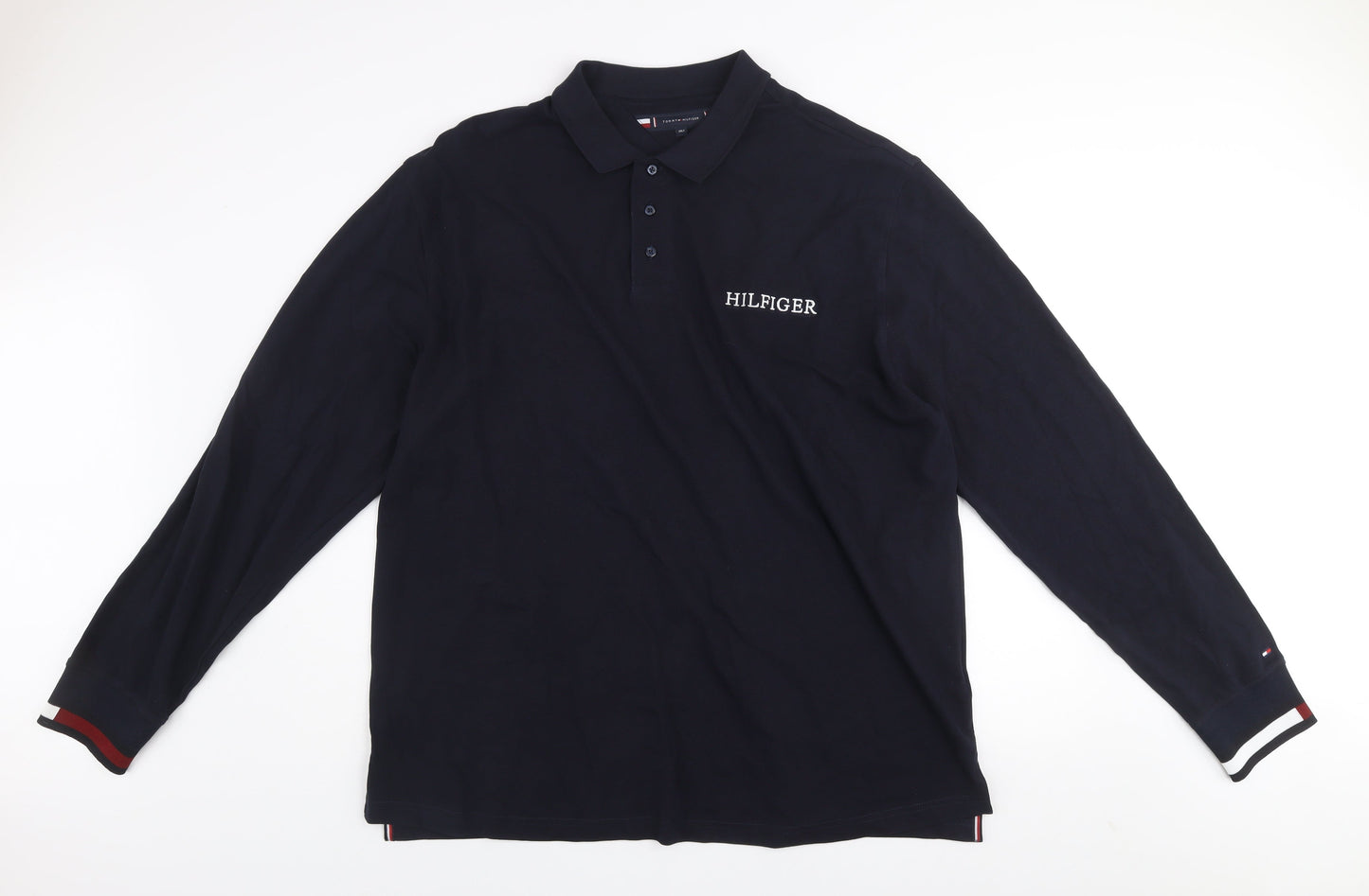 Tommy Hilfiger Men’s Blue 3XL Long Sleeve Cotton Button-Up Polo Top