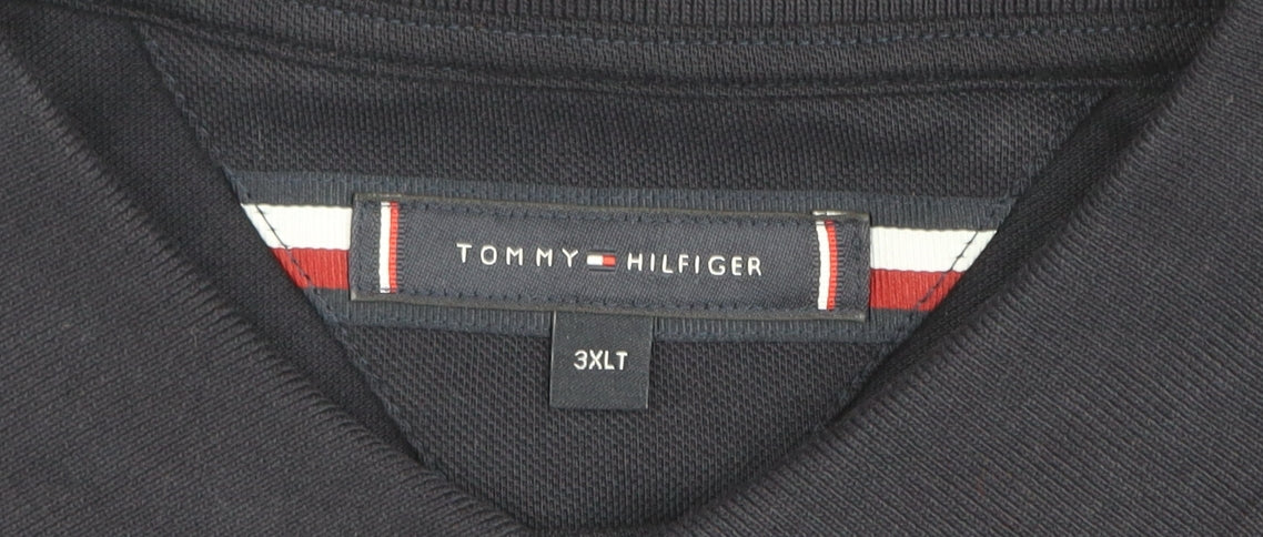 Tommy Hilfiger Men’s Blue 3XL Long Sleeve Cotton Button-Up Polo Top