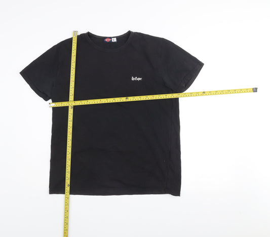 Lee Cooper Men's Black Crew Neck Cotton Blend T-Shirt Size L