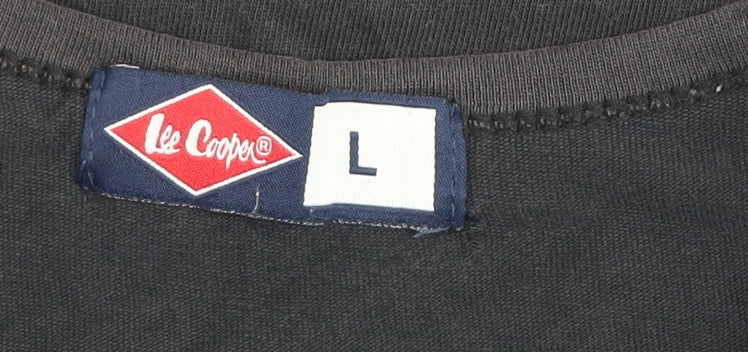 Lee Cooper Men's Black Crew Neck Cotton Blend T-Shirt Size L