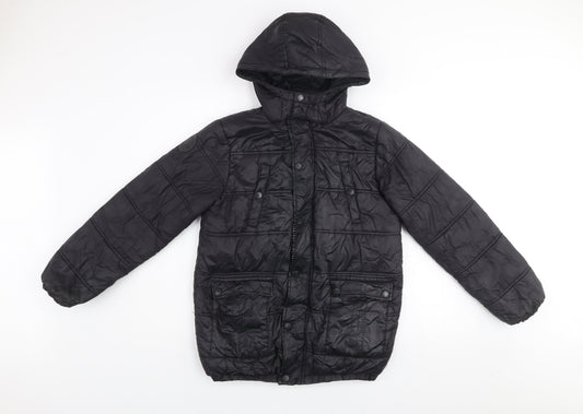 Firetrap Boys Black Hooded Puffer Jacket 11-12 Years Winter Coat