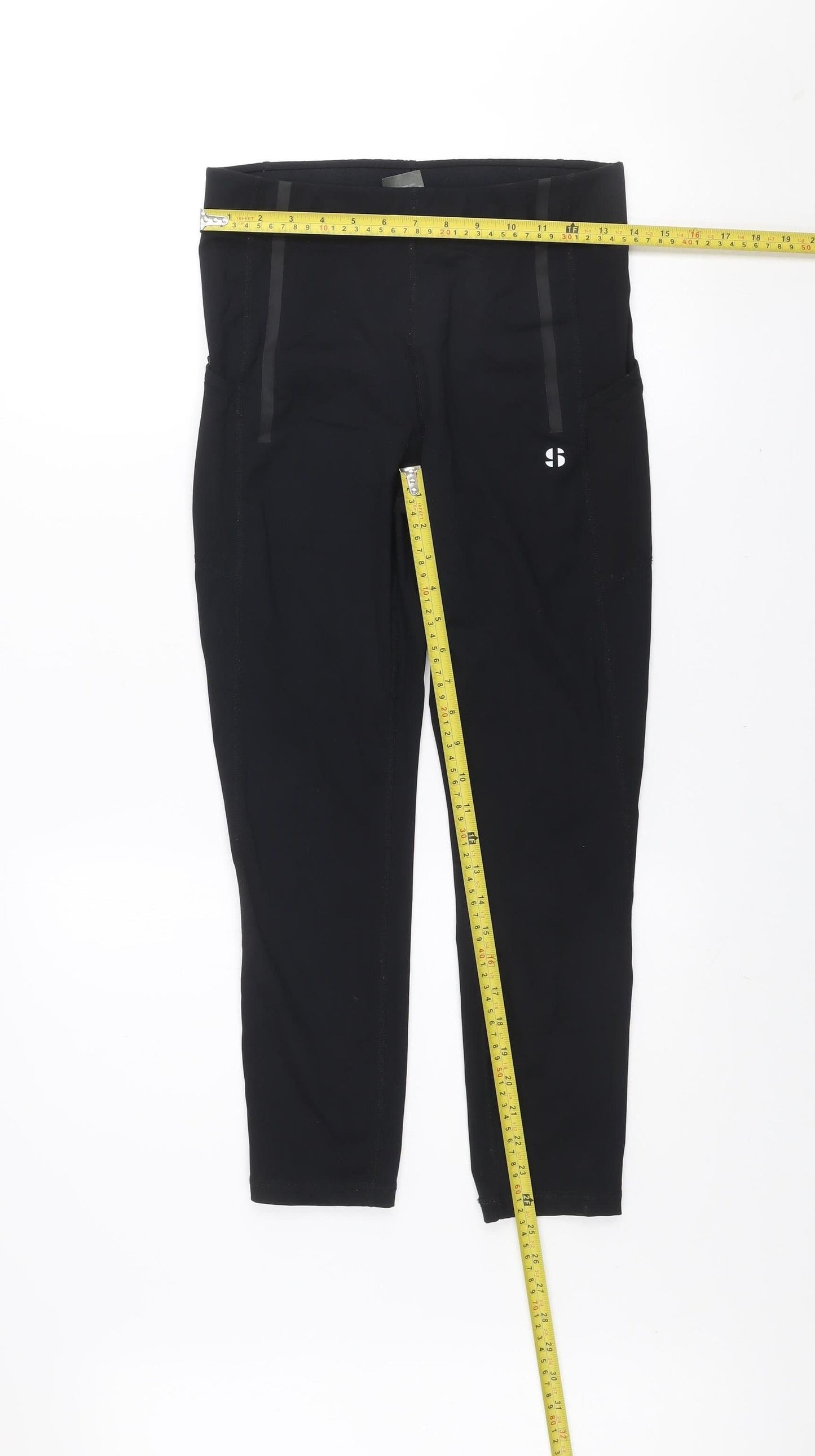 Sports Illustrated Womens Black M Ankle Leggings Activewear