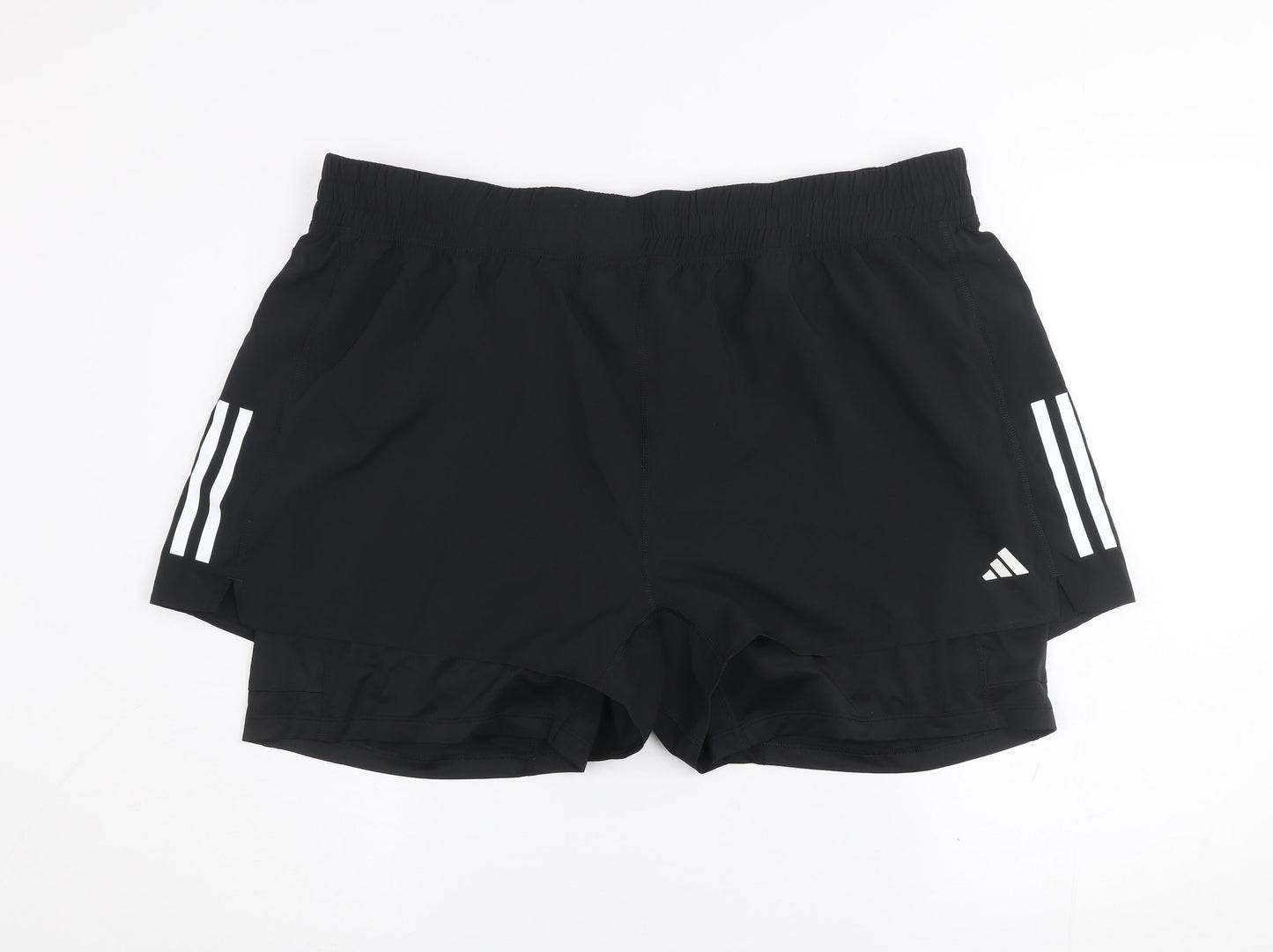 Adidas Womens Black 2XL Slim Fit OTR 2in1 Running Shorts