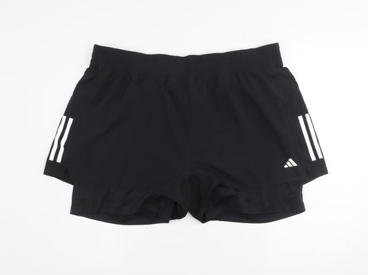 Adidas Womens Black 2XL Slim Fit OTR 2in1 Running Shorts