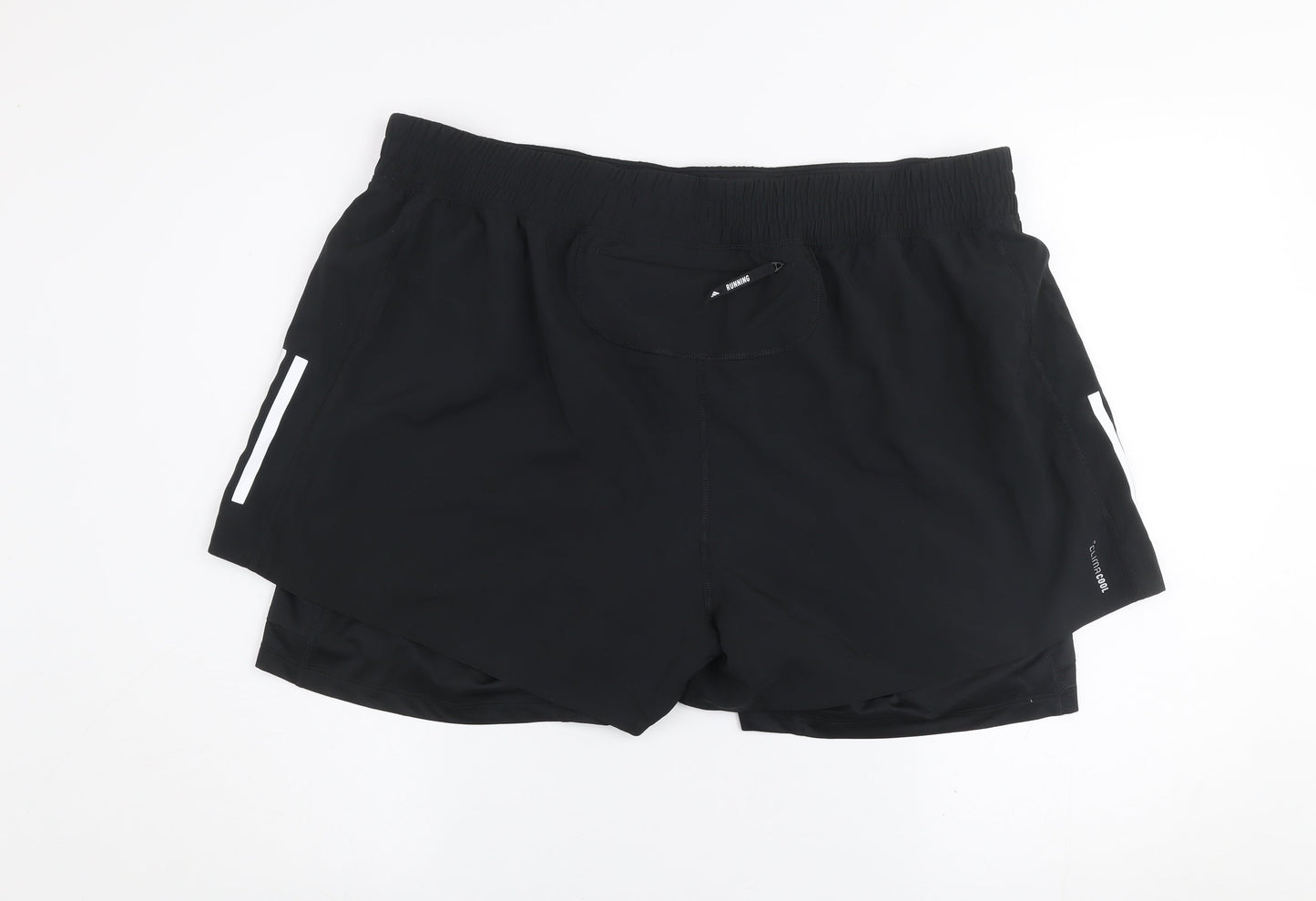 Adidas Womens Black 2XL Slim Fit OTR 2in1 Running Shorts