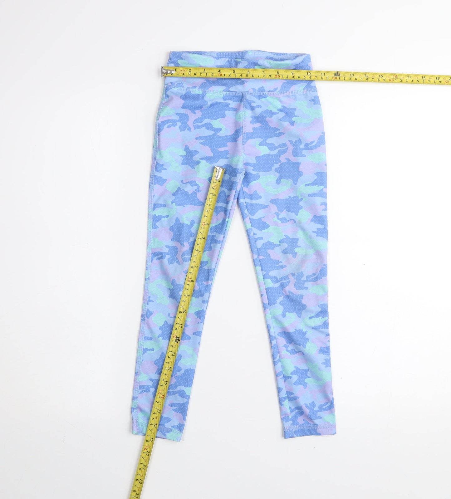 Dunnes Stores Girls Multicoloured Camo Leggings 6-7 Years Elastic Waist Activewear