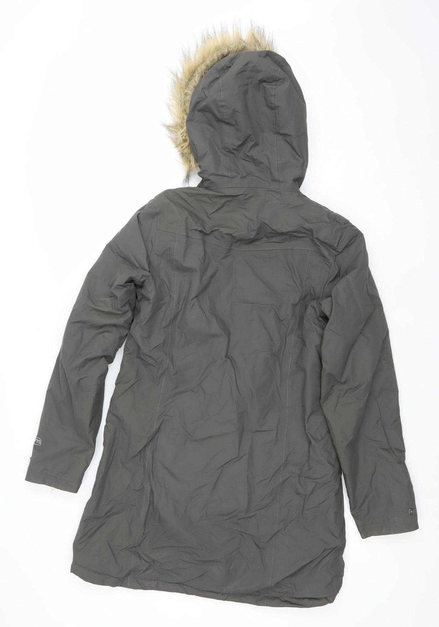 Trespass Womens Grey Faux Fur Hooded Waterproof Parka Coat Size 10