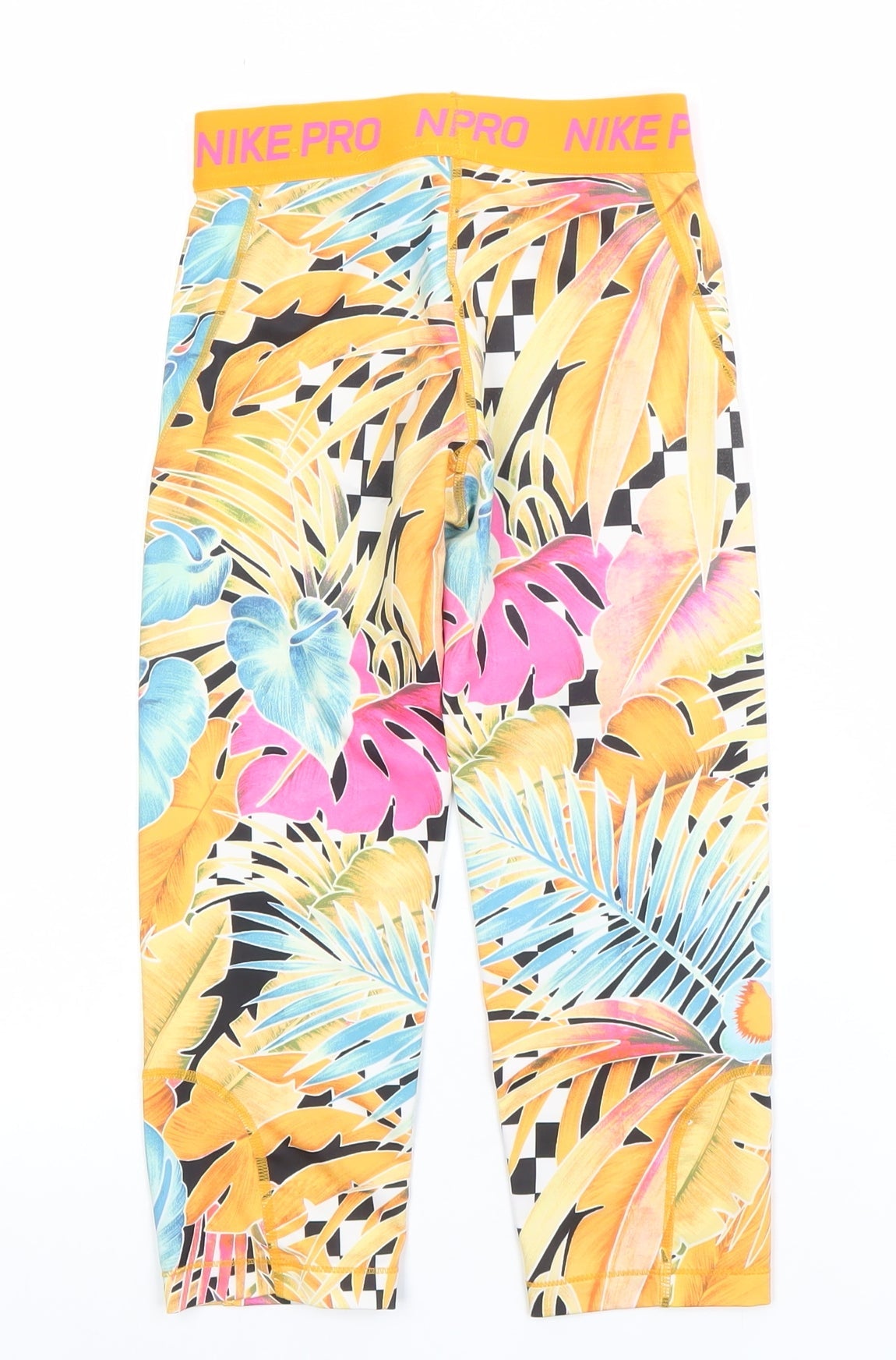 Nike Girls Multicoloured Tropical Dri-FIT Cropped Activewear Leggings M 10-12 Years