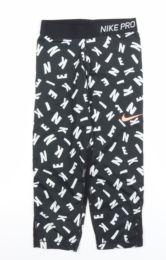 Nike Pro Dri-FIT Black Leggings Women L Capri Athletic Stretch