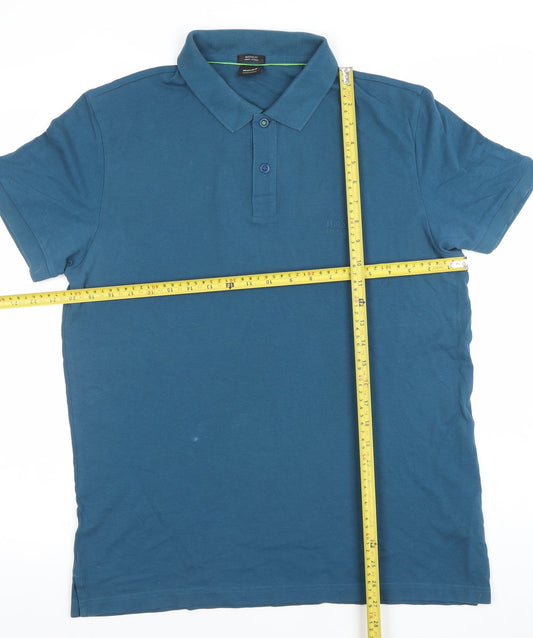 Hugo Boss Men's Blue Cotton Regular Fit Polo Shirt XL