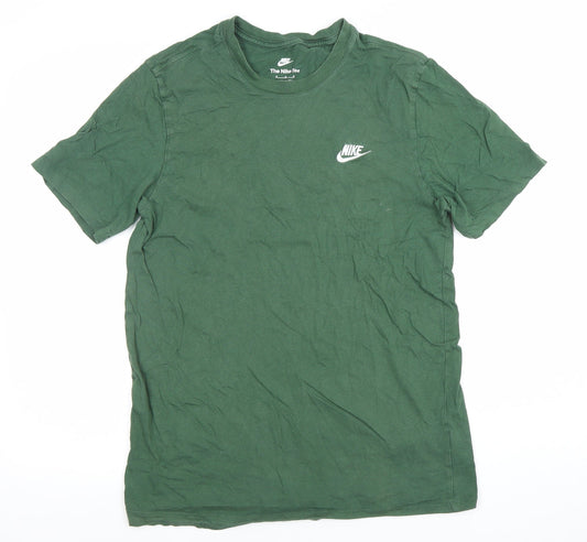 Nike Men's Green Medium Crew Neck Cotton T-Shirt