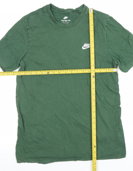 Nike Men's Green Medium Crew Neck Cotton T-Shirt