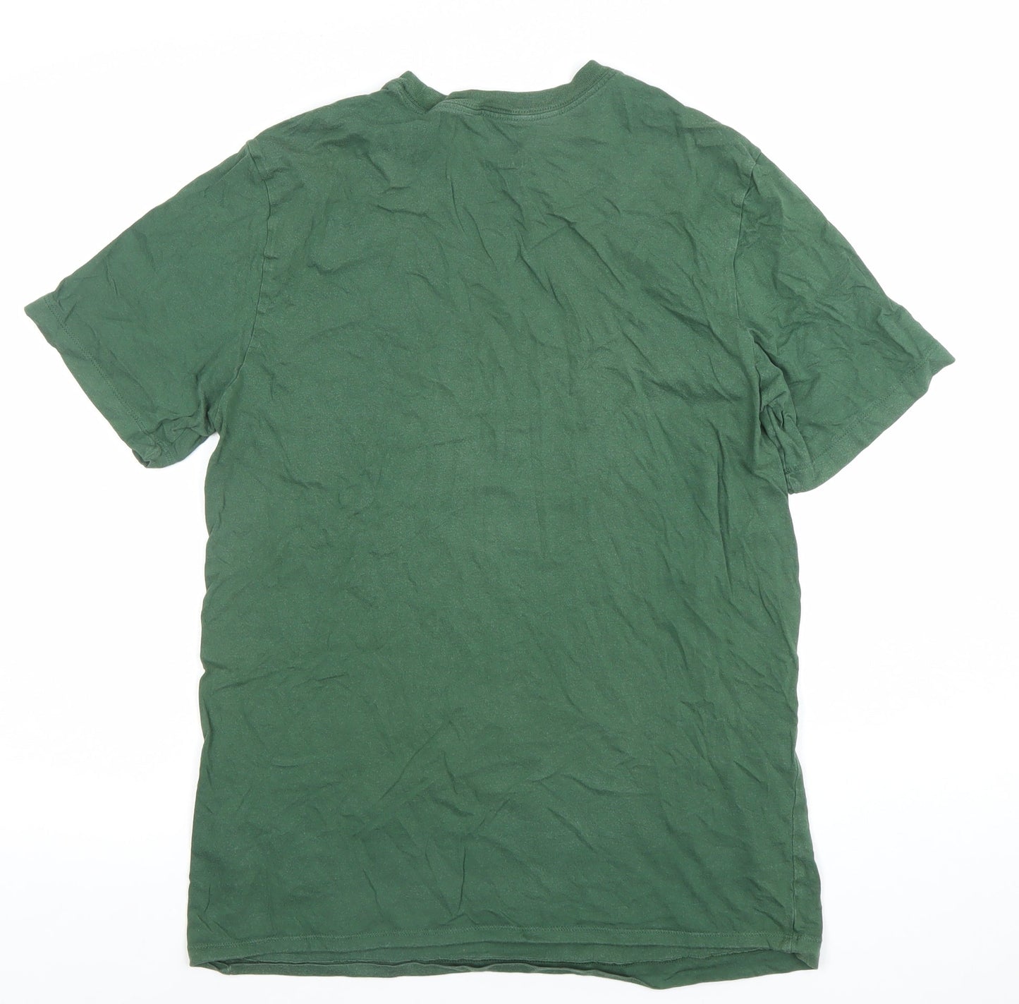 Nike Men's Green Medium Crew Neck Cotton T-Shirt