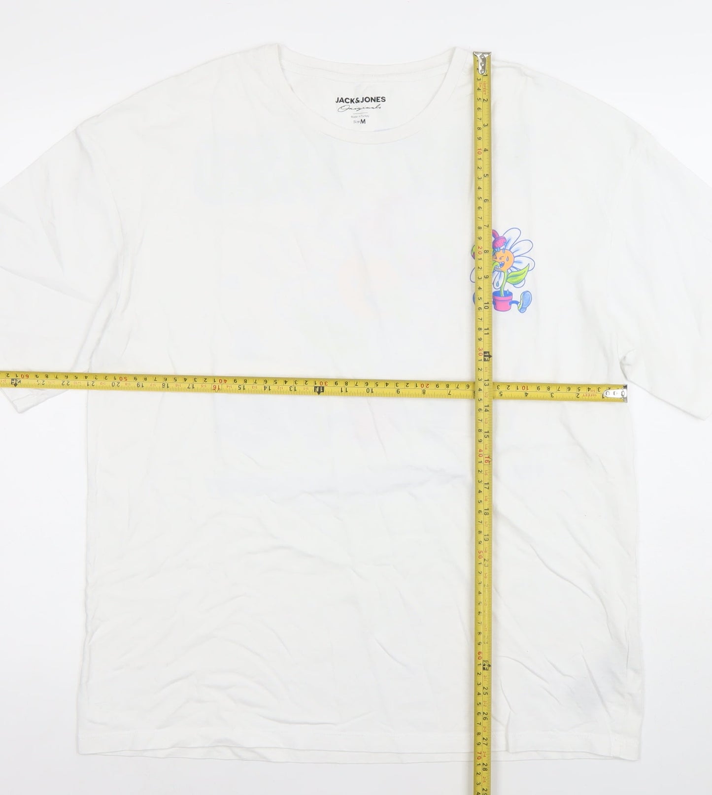 Jack & Jones Men’s White Graphic Plant-Based Cotton T-Shirt M