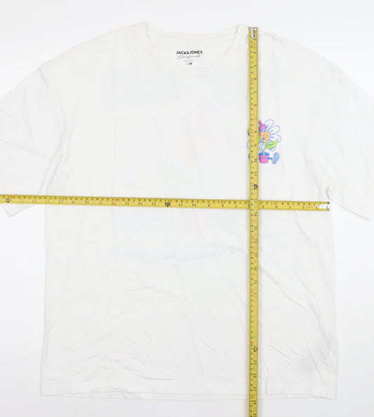 Jack & Jones Men’s White Graphic Plant-Based Cotton T-Shirt M