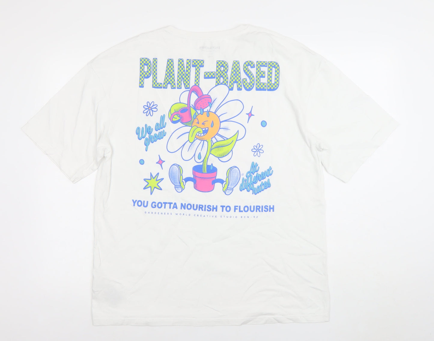 Jack & Jones Men’s White Graphic Plant-Based Cotton T-Shirt M