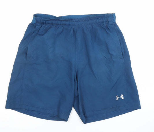 Under Armour Men's Blue M Athletic Shorts Polyester Loose Fit Gym