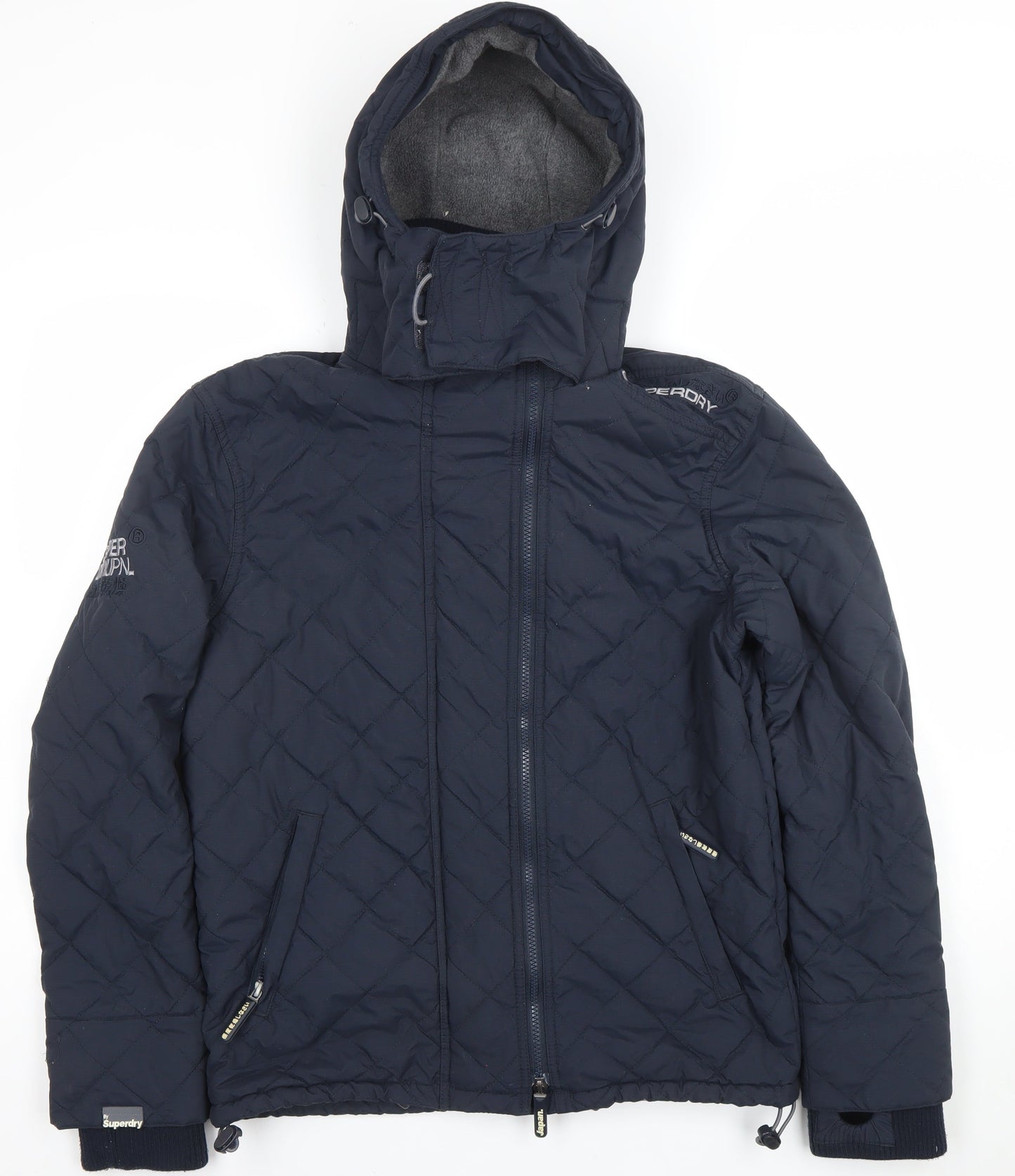 Superdry Men's Blue Quilted Hooded Jacket Medium