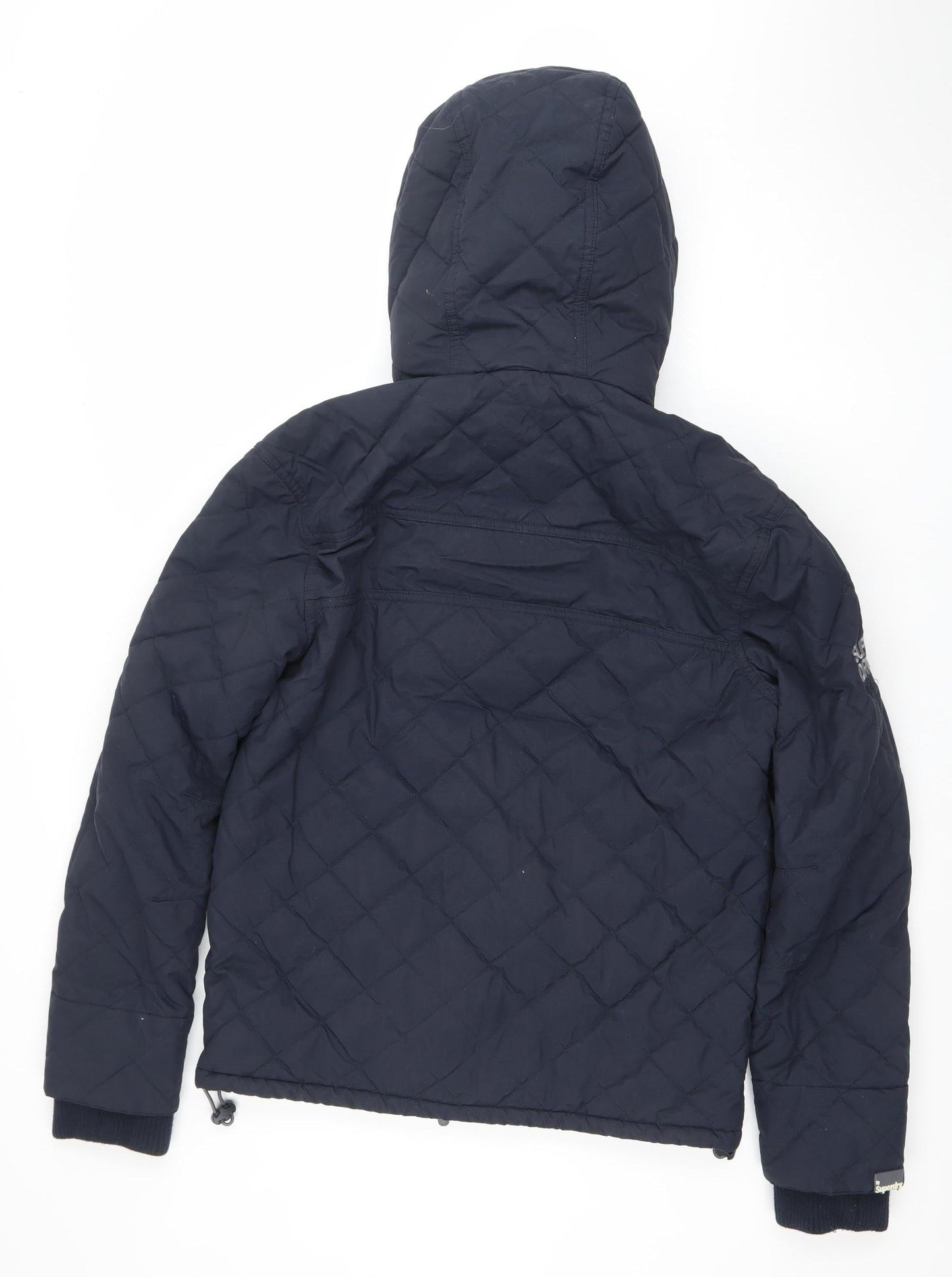 Superdry Men's Blue Quilted Hooded Jacket Medium