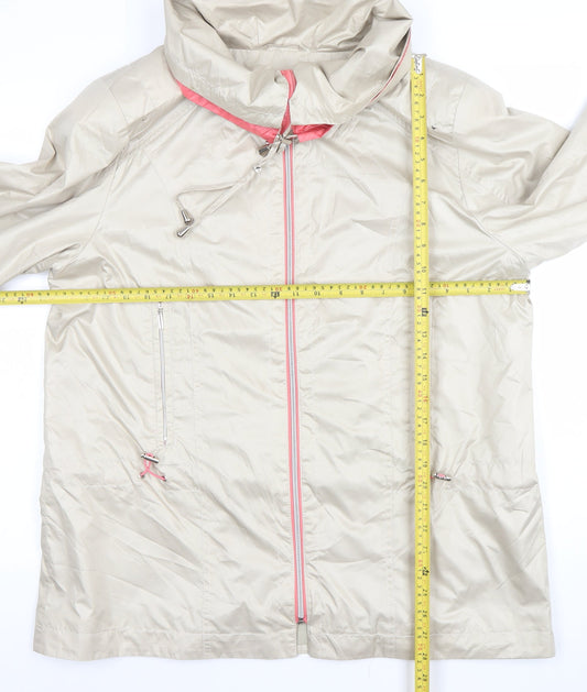 Franztex Womens Beige Hooded Rain Coat Jacket L Lightweight