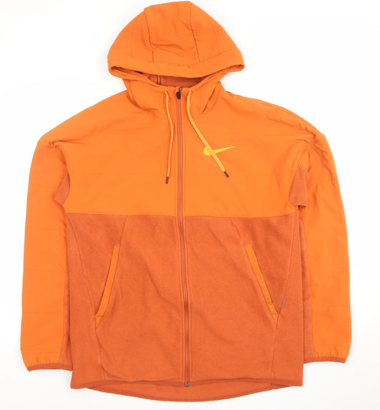 Nike Men's Orange Therma-Fit Soft Shell Hooded Jacket M