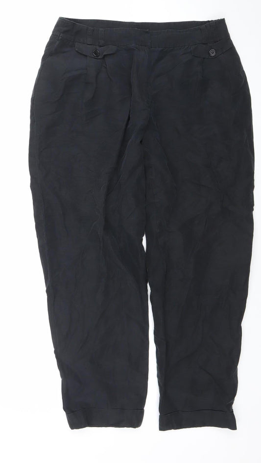 Jaeger Women's Black Size 16 Pleated Lined Trousers