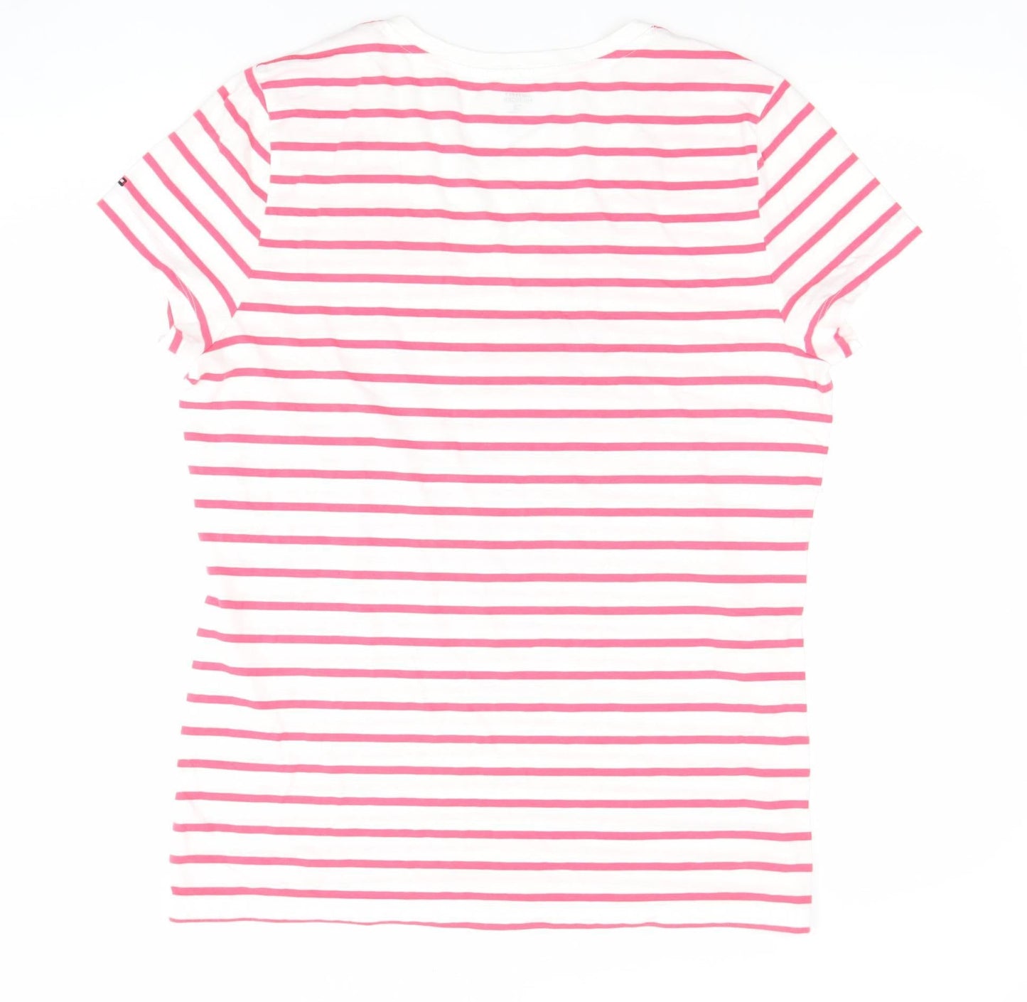 Tommy Hilfiger Womens Pink Striped V-Neck Cotton T-Shirt Size M