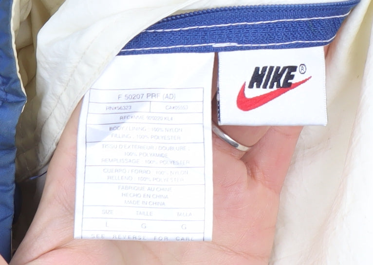 Nike Mens Blue L Quilted 1/4 Zip Puffer Jacket