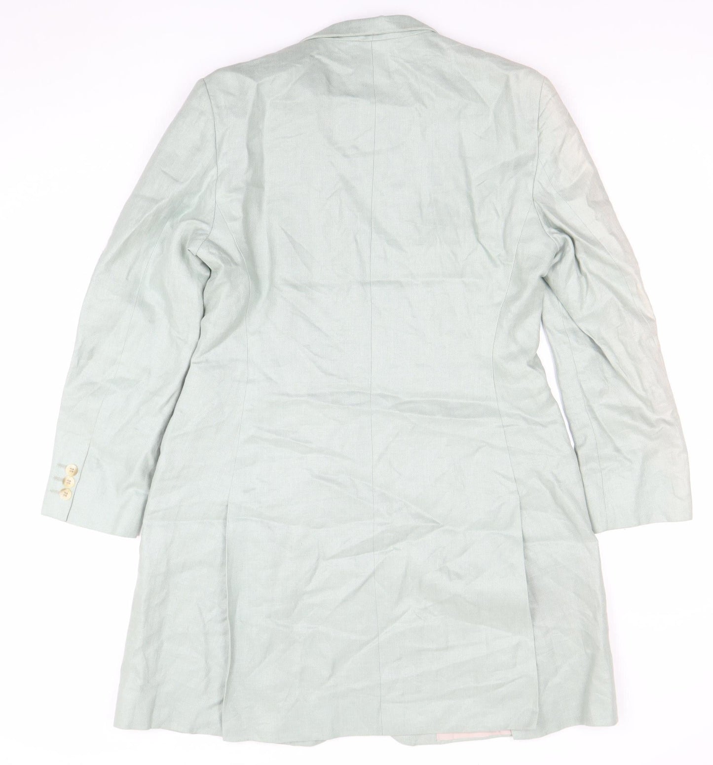 DAKS Signature Women Green Linen Long Blazer Jacket Size 12