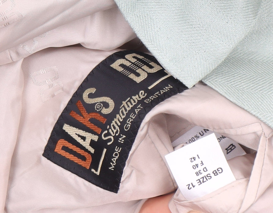 DAKS Signature Women Green Linen Long Blazer Jacket Size 12