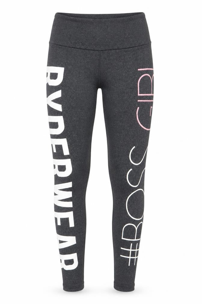 Ryderwear Women's Grey #BossGirl Slogan Gym Leggings Size S