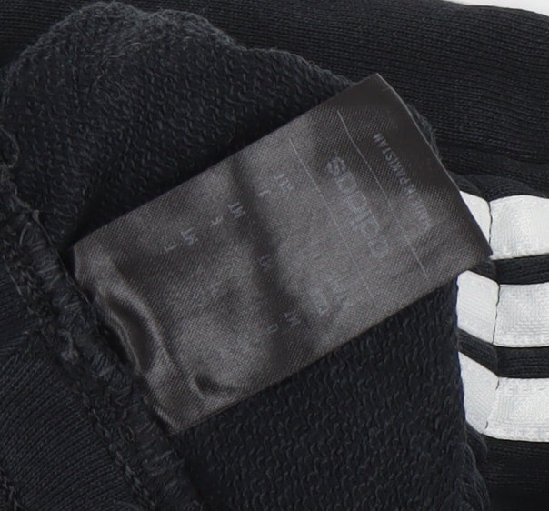 Adidas Men Black Size M Cotton Track Pants Joggers Elastic Waist