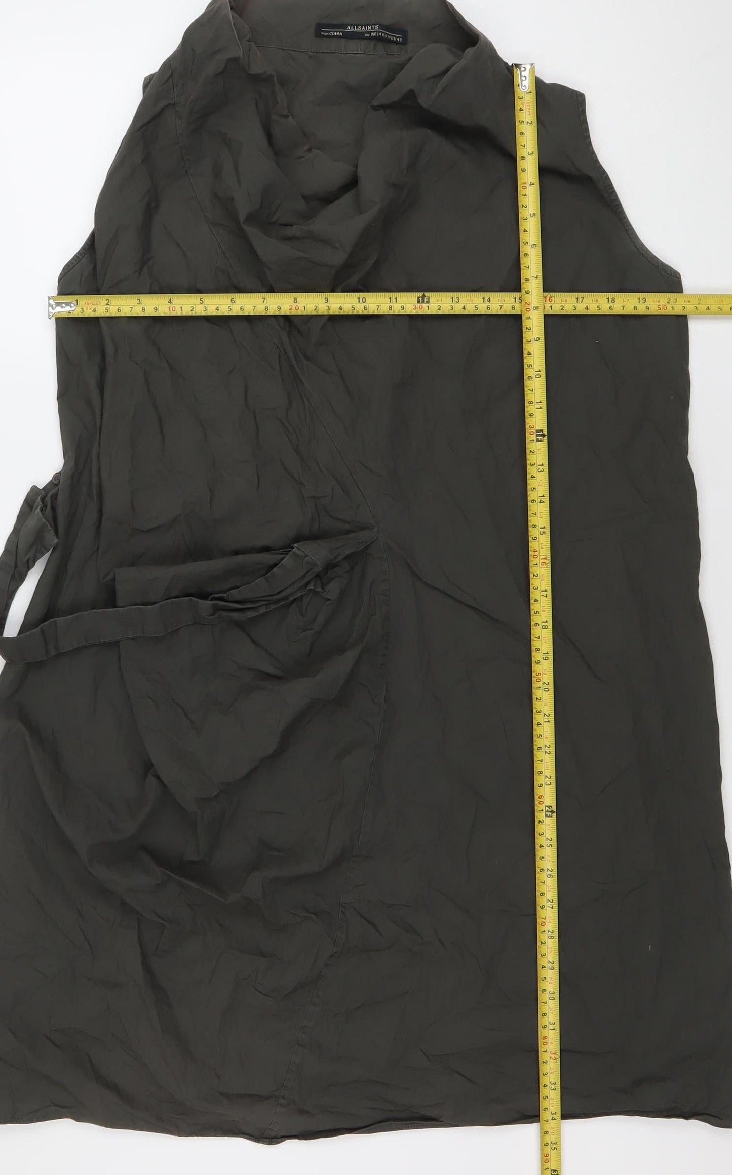 AllSaints Women's Black Asymmetric Sleeveless Midi Dress Size 14