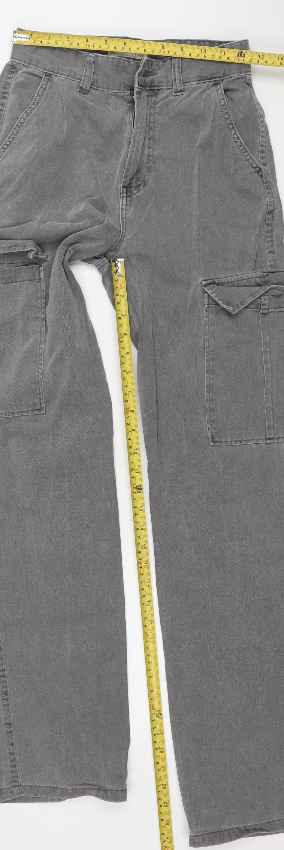 Stradivarius Women’s Grey Cargo Jeans Size 6 Regular Fit 100% Cotton