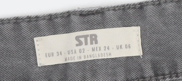 Stradivarius Women’s Grey Cargo Jeans Size 6 Regular Fit 100% Cotton