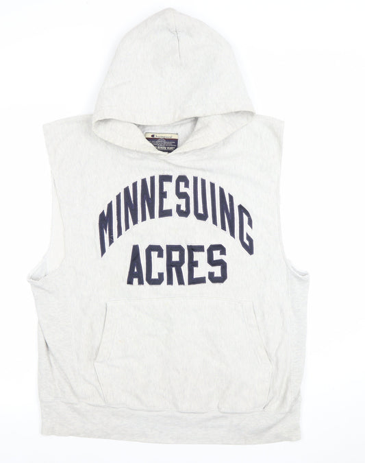 Champion Men's Grey Sleeveless Hoodie Vest Reverse Weave M